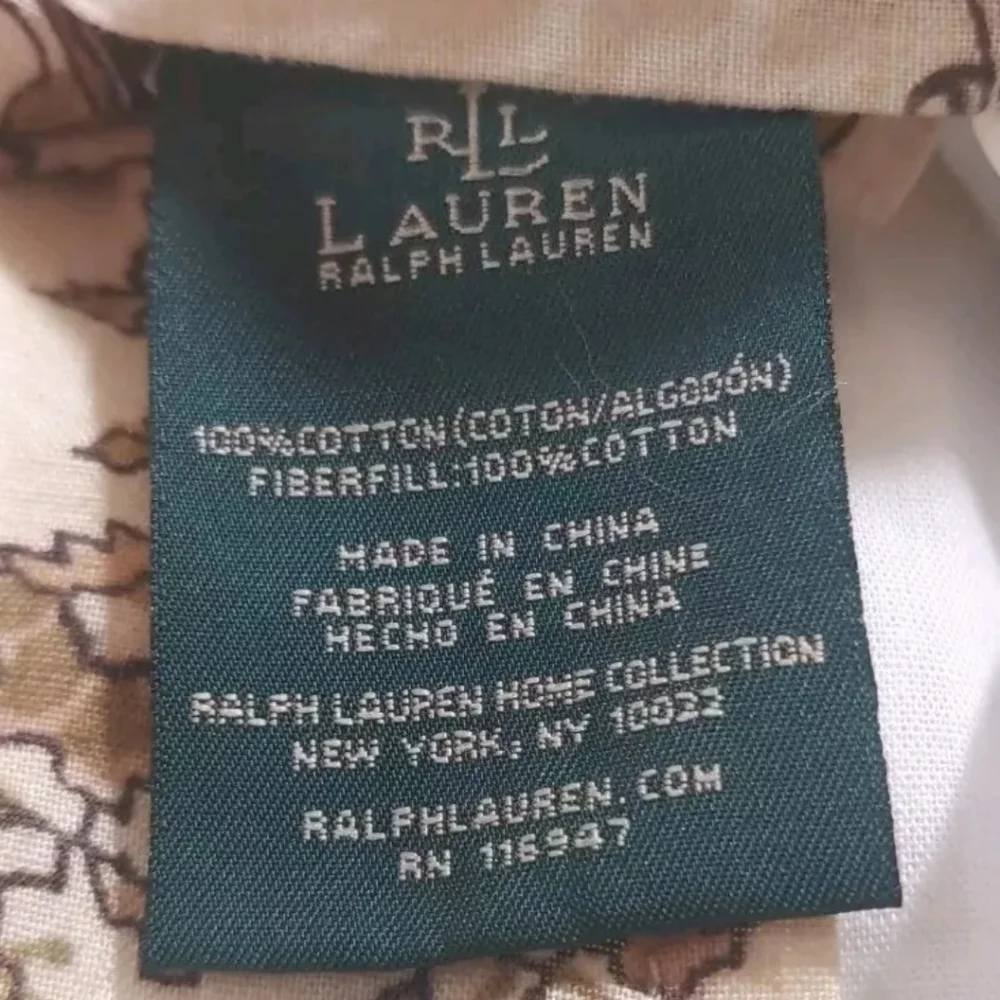 Lauren Ralph Lauren Newbury Port Pailsey Quilted 2 Pillow Shams Cream 20 X 26 In